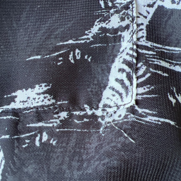 Black & White Sheer Safari Long sleeve Button Up Tunic Top - Picture 12 of 13